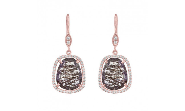 Meira T Rose Gold Diamond and Rutilated Quartz Earrings