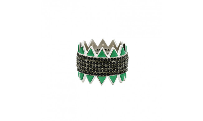 Freida Rothman Industrial Finish Pave Spike 5-Stack Ring - IFPKMR46-1-8