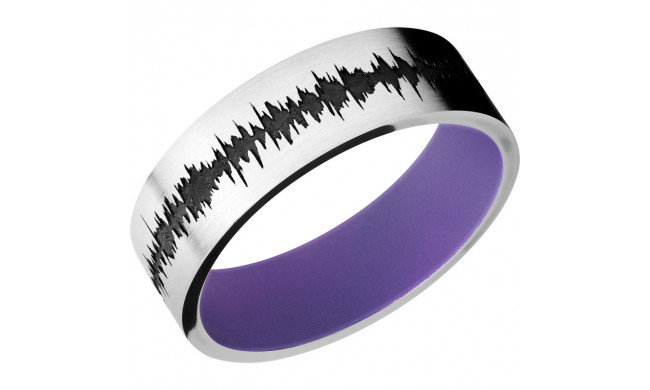 Lashbrook Cobalt Chrome 7mm Men's Wedding Band - CC7F_LCVSOUNDWAVE+SATIN+BRIGHTPURPLEIN