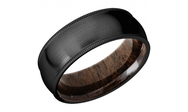 Lashbrook Black Zirconium Hardwood 8mm Men's Wedding Band - HWSLEEVEZ8DMIL_WALNUT+SATIN