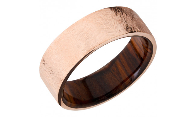 Lashbrook 14k Rose Gold Hardwood 8mm Men's Wedding Band - HWSLEEVE14KR8FR_NATCOCO+DISTRESS