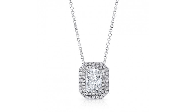 Uneek Radiant-Cut Diamond Pendant with Double Halo - NEK159