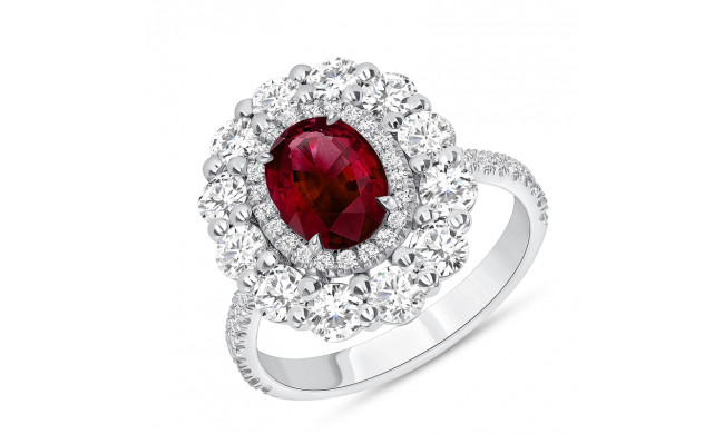 Uneek Oval Ruby Diamond Engagement Ring - LVS1015DOVRU