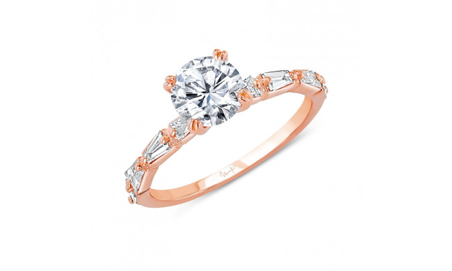 Uneek Us Collection Round Diamond Engagement Ring with Tapered Baguette Diamond Accents - SWUS9573R-6.5RD