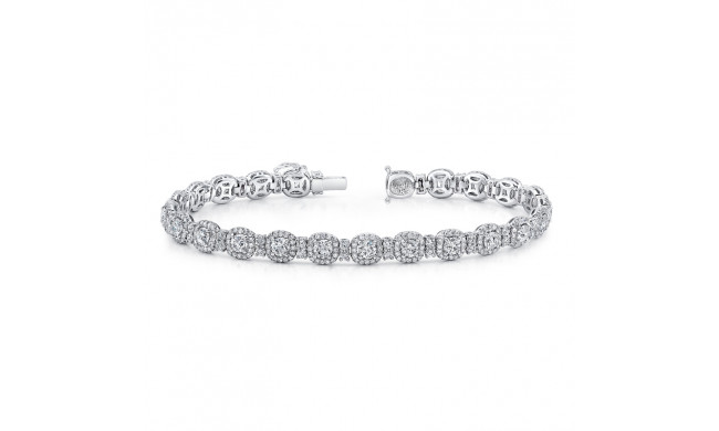 Uneek Round Diamond Bracelet with Cushion-Shaped Halos - LVBRJ100M