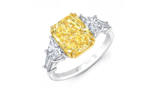 Uneek Radiant Fancy Yellow Diamond Engagement Ring - R011U