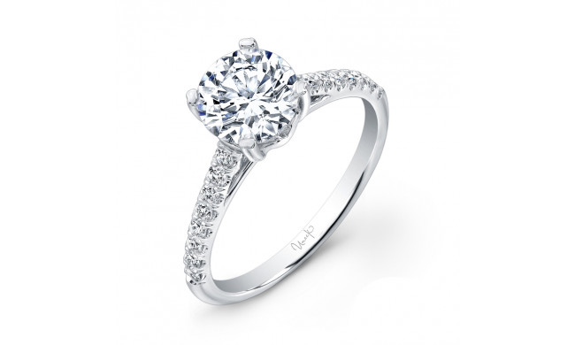 Uneek Round Diamond Non-Halo Engagement Ring with Pave Upper Shank - USM05-6.5RD
