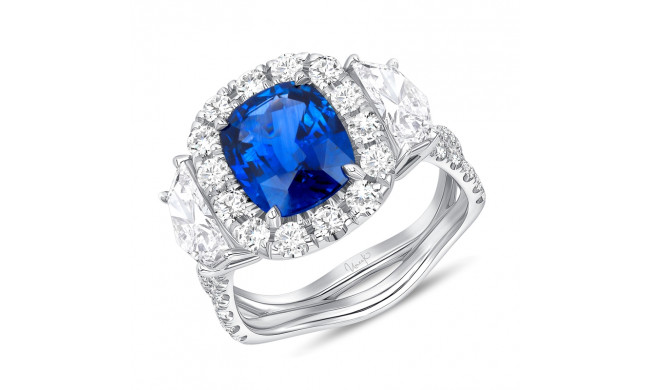 Uneek Cushion Cut Blue Sapphire Engagement Ring - LVS1045CUBS