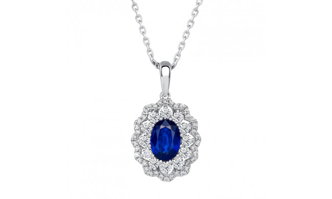 Uneek Oval Blue Sapphire Diamond Pendant - LVPAV673BS
