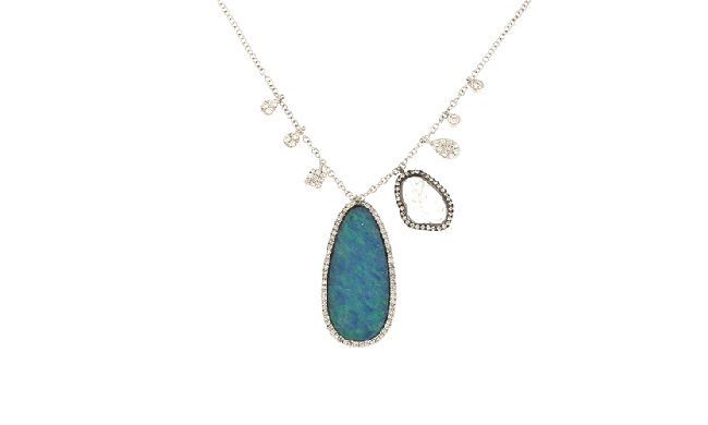 Meira T 14k White Gold Australian Opal With Off-Centered Charms