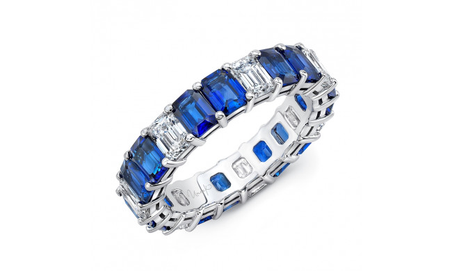 Uneek Emerald-Cut Blue Sapphire and Emerald-Cut Diamond Eternity Band - ETEC2BSD