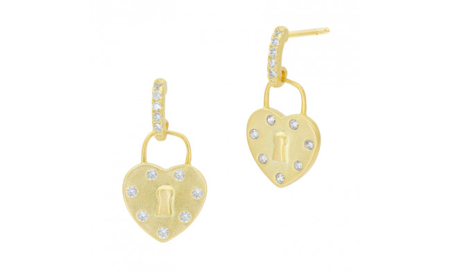 Freida Rothman Locked In Love Charm Earrings - YZE020452B-14K