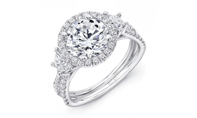 Uneek Round-Center Three-Stone Engagement Ring with Pave Double Shank - LVS983RD-8.2RD