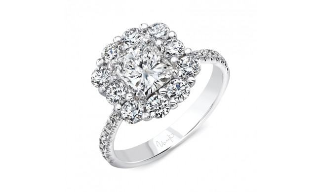 Uneek Radiant-Cut Diamond Engagement Ring with Floral-Inspired Shared-Prong Halo - LVS1015RAD