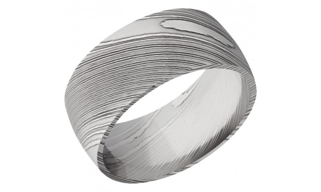 Lashbrook Black & White Damascus Steel 10mm Men's Wedding Band - D10D+POLISH