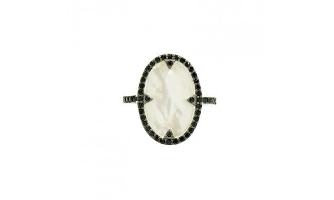 Freida Rothman Industrial Finish Mother Of Pearl And Pave Cocktail Ring - IFPKMR44-7