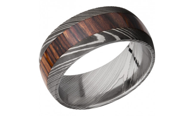 Lashbrook Black & White Damascus Steel Hardwood 9mm Men's Wedding Band - D9D14_NATCOCO+ACID