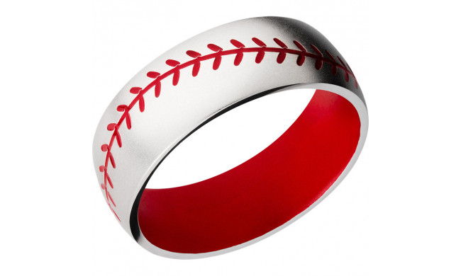 Lashbrook Cobalt Chrome 8mm Men's Wedding Band - CC8DBASEBALLA+BEAD+USMCREDINOUT