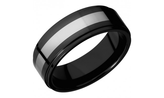 Lashbrook Black & White Tungsten 8mm Men's Wedding Band - CT08RC048+POLISH