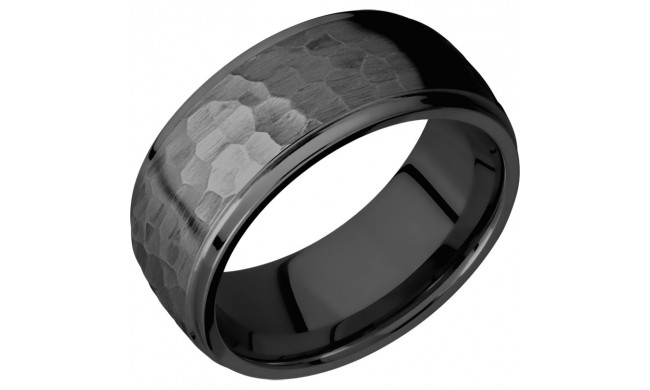 Lashbrook Black Zirconium 9mm Men's Wedding Band - Z9DGE+HAMMER_POLISH