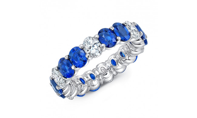 Uneek Oval Blue Sapphire and Diamond Eternity Band - ETOV2BSD-5X4MM