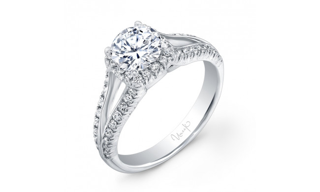 Uneek Round-Diamond-on-Cushion-Halo Engagement Ring with Peekaboo Split Upper Shank - USM027CU-5.0RD