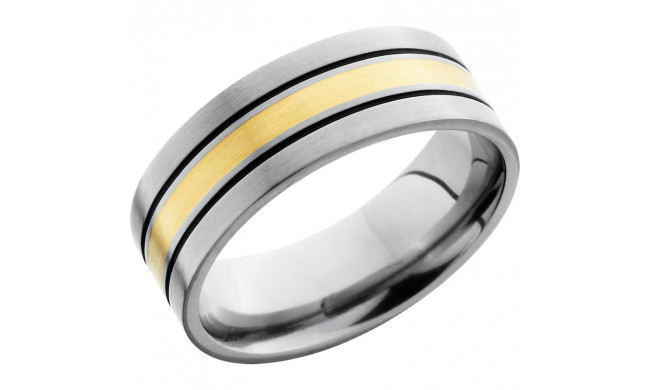 Lashbrook White & Yellow Titanium 8mm Men's Wedding Band - 8F122.5_14KYA+BLACK_SATIN