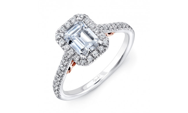 Uneek Fiorire Emerald-Cut Diamond Halo Engagement Ring with Pave Shank - A101WR-7.5X5.5EM