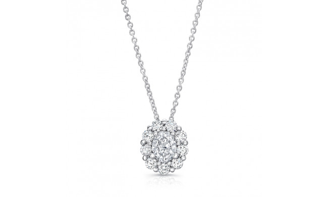 Uneek Oval Diamond Pendant with Scallop-Inspired Shared Prong Round Diamond Halo - LVN1015SOV