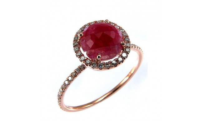 Meira T Rose Gold  Ruby and Diamond Circular Ring