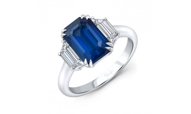 Uneek Emerald Cut Blue Sapphire Engagement Ring - LVS1020EMBS