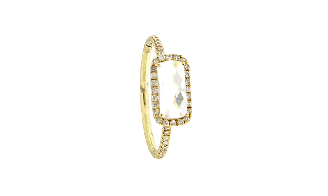 Meira T 14k Yellow Gold Rectangle Diamond and Topaz Ring