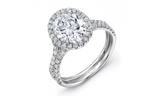 Uneek Oval Diamond Halo Engagement Ring with Pave Double Shank - LVS925-8X6OV