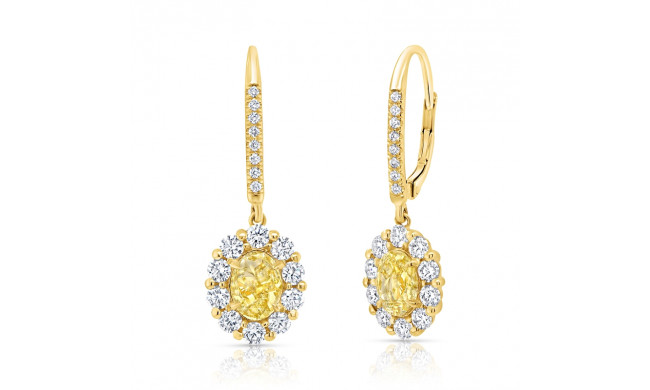 Uneek Signature Oval Fancy Yellow Diamond Earrings - LVE1015FYOV