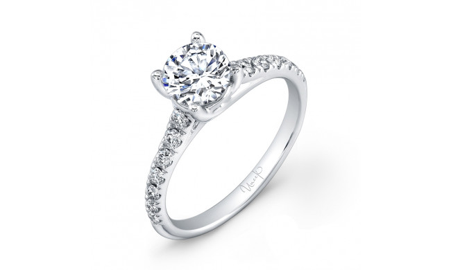 Uneek Round Diamond No-Halo Engagement Ring with Graduated Melee Diamonds U-Pave Set on Upper Shank - USM034-6.5RD