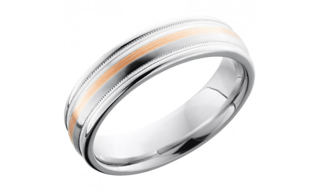 Lashbrook Rose & White Cobalt Chrome 6mm Men's Wedding Band - CC6RED2UMIL11_14KR+SATIN_POLISH