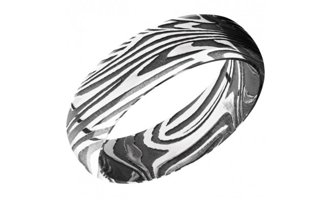 Lashbrook Black & White Damascus Steel 7mm Men's Wedding Band - D7DBSUNSET+ACID