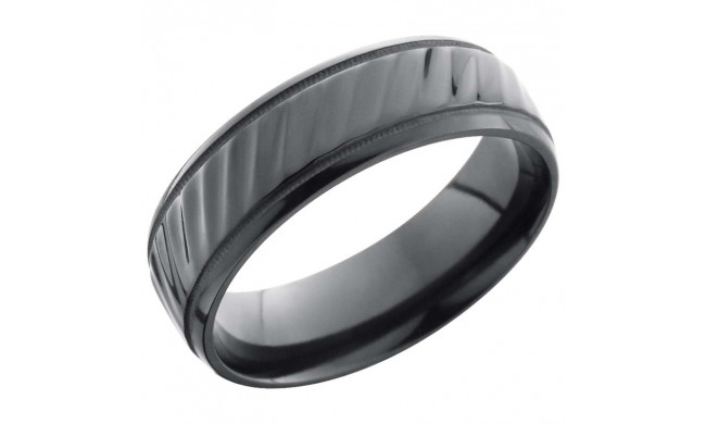 Lashbrook Black Zirconium 7mm Men's Wedding Band - Z7B2UMILSTRIPES+POLISH