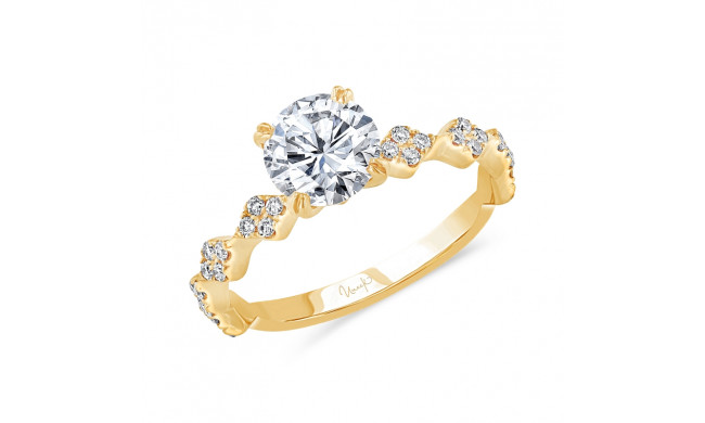 Uneek Us Collection Round Diamond Engagement Ring with Diamond-Shaped Cluster Accents - SWUS122Y-6.5RD