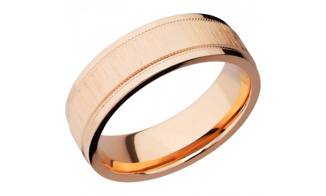 Lashbrook 14k Rose Gold 7mm Men's Wedding Band - 14KR7FGEW2UMIL-P+CROSS+SATIN_POLISH