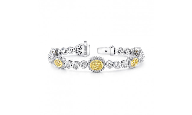 Uneek Mixed-Size Oval Yellow Diamond Bracelet with Round Colorless Diamond Bezels - LBR180