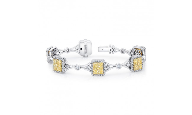 Uneek Radiant-Cut Yellow Diamond Cluster Bracelet with Geometric Motif - LBR184