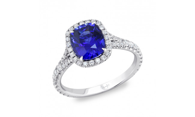 Uneek Cushion-Cut Sapphire Halo Engagement Ring - LVS980CU