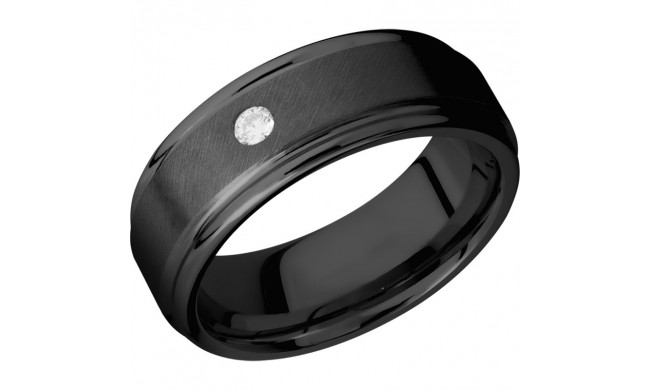 Lashbrook Black Zirconium 8mm Men's Wedding Band - Z8REFDIA.07F+ANGLE+SATIN_POLISH