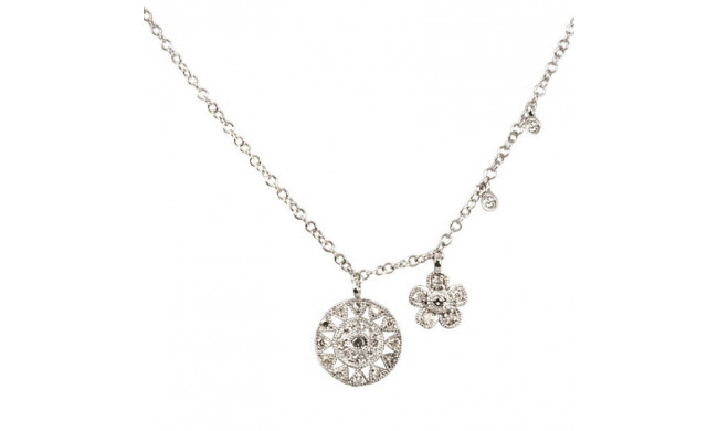 Meira T White Gold Antique Charm Necklace