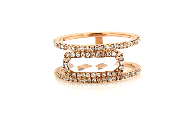 Meira T 14k Rose Gold Double Bar Diamond and Topaz Ring