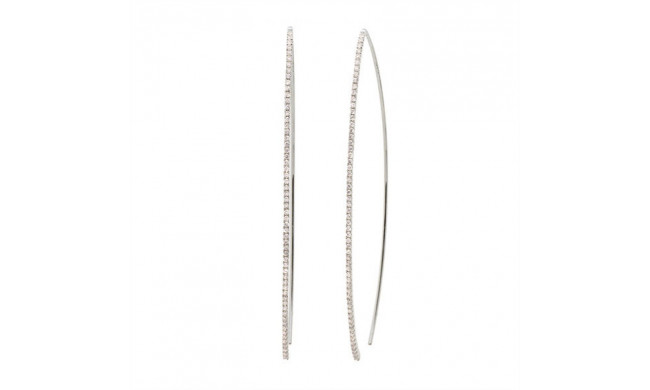 Meira T 14k White Gold Diamond Bar Earrings