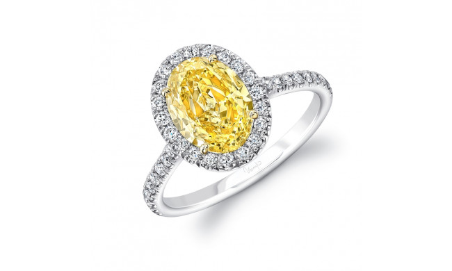 Uneek Oval Fancy Yellow Diamond Halo Ring - LVS893OVFY