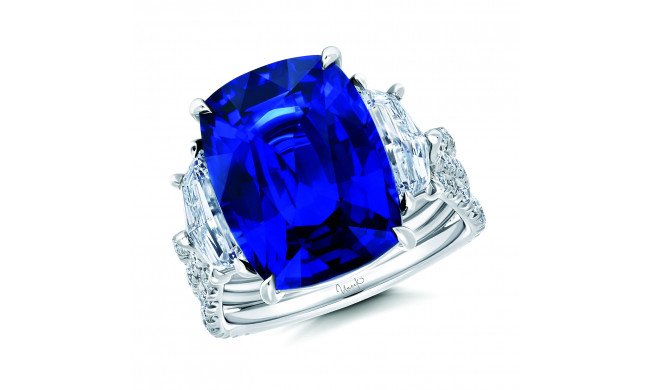 Uneek Blue Sapphire Diamond Engagement Ring - LVS1032CUBS