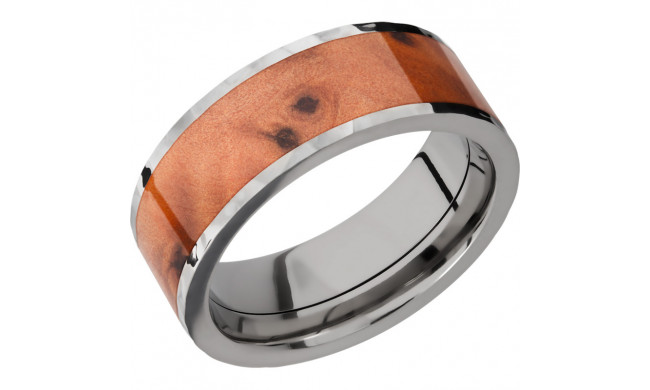 Lashbrook Titanium Hardwood 8mm Men's Wedding Band - HW8F16_THUYABURL+HAMMER+POLISH